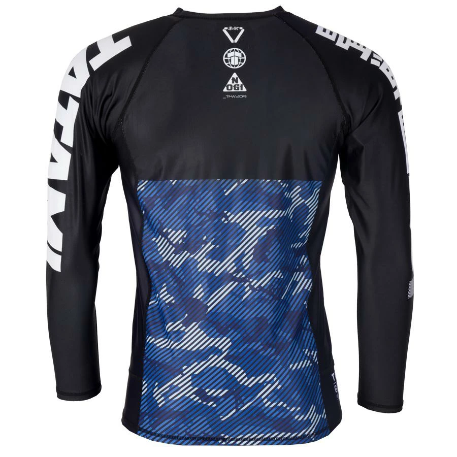 Playwell Tatami Adults Essential Camo Long Sleeve Rash Guard - Blue Tatami Fightwear 2 Playwell Tatami Adults Essential Camo Long Sleeve Rash Guard - Blue Tatami Fightwear