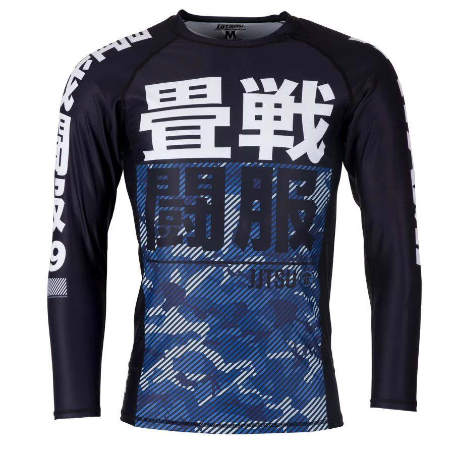 Playwell Tatami Adults Essential Camo Long Sleeve Rash Guard - Blue Tatami Fightwear 1 Playwell Tatami Adults Essential Camo Long Sleeve Rash Guard - Blue Tatami Fightwear