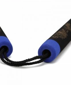Playwell NR-005D: Foam Nunchaku With Cord Black Dragon With Blue Tips