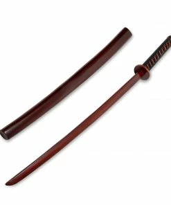 Playwell Wooden Roped Bokken With Scabbard - Cherry Oak