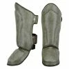 Playwell MMA Stand Up Muay Thai Classic Brown Leather Shin Instep Guards