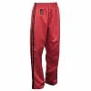 Playwell Full Contact Trouser - Red W/ 2 Black Stripes Satin Satin Full Contact Trousers