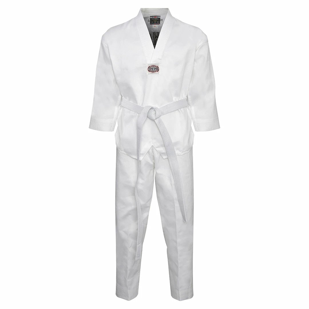 Playwell Korean Ultimate Taekwondo Uniform: White V-Neck: Children's 1 Playwell Korean Ultimate Taekwondo Uniform: White V-Neck: Children's