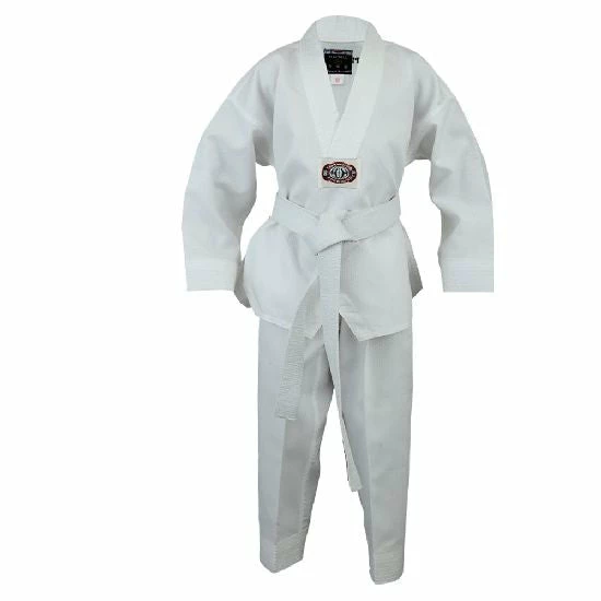 Playwell Korean Ultimate Taekwondo Uniform: Plain Back: White V-Neck 1 Playwell Korean Ultimate Taekwondo Uniform: Plain Back: White V-Neck