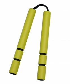 Playwell NR-028: Foam Nunchaku Cord With Grip : Yellow Grips ( E129) Nunchucks
