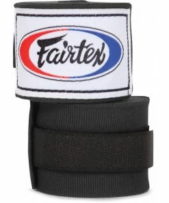 Playwell Fairtex Black Traditional Elastic Stretch Hand Wraps - 4.5M Boxing Wraps & MouthGuards
