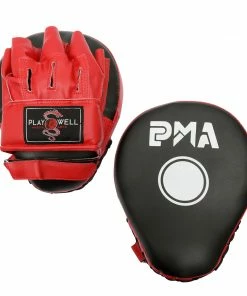 Playwell Deluxe PMA Curved Vinyl Focus Pads - Black/Red Focus Mitts