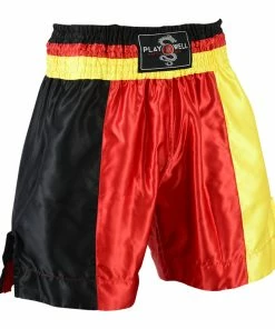 Playwell Boxing Gowns, Shorts And Vests Boxing Competition Satin Training Shorts - Black/Yellow