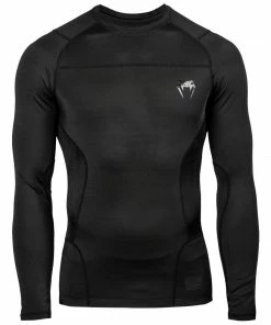 Playwell Venum MMA Shorts & Clothing Venum MMA G-Fit Compression Long Sleeve Rash Guard Top - Black