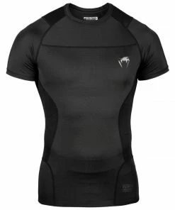 Playwell Venum MMA G-Fit Compression Short Sleeve Rash Guard Top - Black Venum MMA Shorts & Clothing