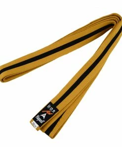 Playwell Choi Belt: Satin Gold Belt With Black Stripe Choi Kwang Do Suits And Equipment