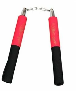 Playwell NR-030: Foam Nunchaku With Metal B.B. Red / Black Dragon Nunchucks