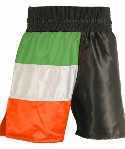 Playwell Boxing Competition Black Satin Shorts - Ireland Flag Series