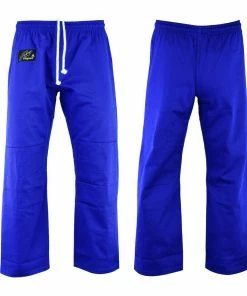 Playwell Judo Trousers: Bleached (Blue) 10oz - (Double Padded Knees)