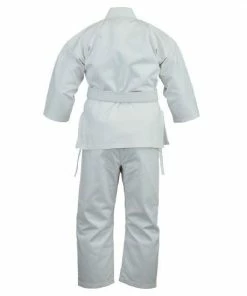 Playwell Karate Uniforms Adults Karate Deluxe Silver Brand Suit - White 10oz