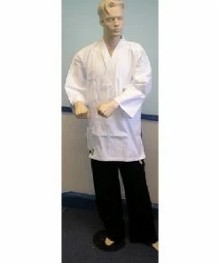 Playwell Karate Uniform Mixed Childrens: White / Black Trousers - 9oz Karate Mixed Uniforms