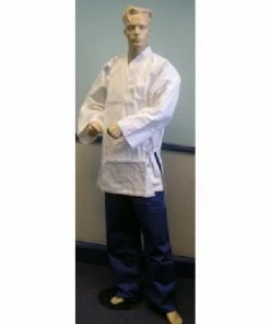 Playwell Karate Uniform: White Jacket / Blue Trousers: Children's Karate Mixed Uniforms