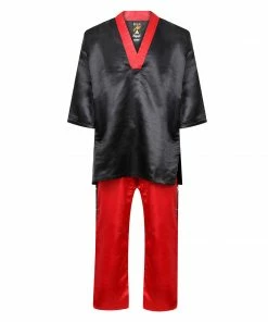 Playwell FreeStyle Uniforms Competition Kickboxing Satin Uniform - Black/Red