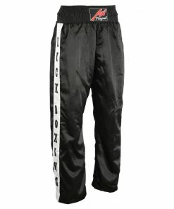 Playwell Satin Full Contact Trousers Full Contact Trousers - Black/ White Kickboxing Patches