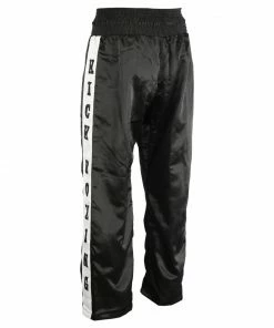 Playwell Satin Full Contact Trousers Full Contact Trousers - Black/ White Kickboxing Patches