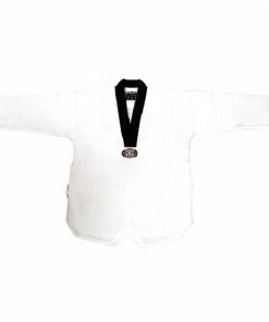 Playwell Korean Ultimate Taekwondo Uniform: Plain Back: Black V-neck Taekwondo Uniforms And Trousers