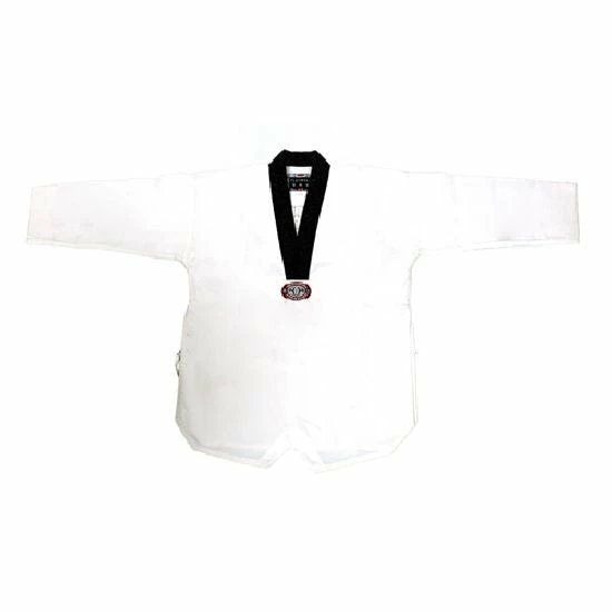 Playwell Korean Ultimate Taekwondo Uniform: Plain Back: Black V-neck Taekwondo Uniforms And Trousers 1 Playwell Korean Ultimate Taekwondo Uniform: Plain Back: Black V-neck Taekwondo Uniforms And Trousers