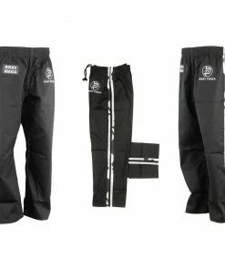 Playwell Krav Maga Kids Combat Trousers - Black W/ 2 Camo Stripes Cotton Krav Maga Official Equipment & Clothing