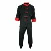 Playwell Adults Kung Fu Elite Microfibre Suit - Black/Red Traditional Kung Fu Uniforms