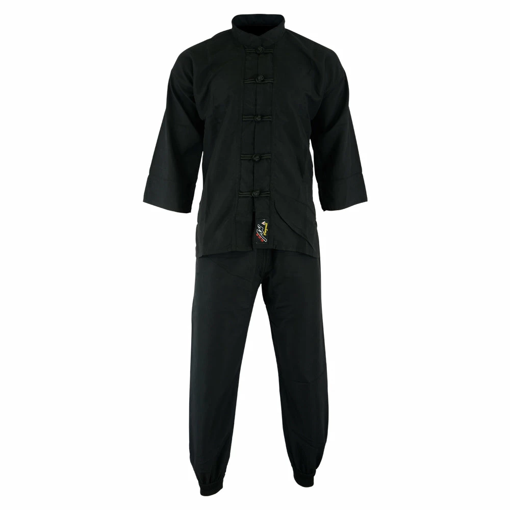 Playwell Kids Kung Fu Elite Microfibre Suit - Black Traditional Kung Fu Uniforms 1 Playwell Kids Kung Fu Elite Microfibre Suit - Black Traditional Kung Fu Uniforms