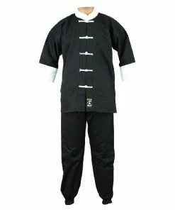 Playwell Adults Kung Fu Suit - Black/White Traditional Kung Fu Uniforms