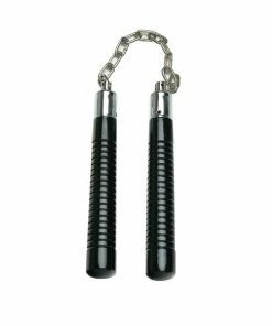 Playwell Nunchucks Nunchacku Black Oak With Grooves 8 Inches
