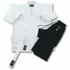Playwell Karate Mixed Uniforms Karate Uniform Mixed: White / Black Trousers - 9oz