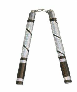 Playwell Nunchucks Chrome Spiral Competition Lotus Wood Nunchaku