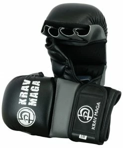 Playwell Krav Maga Official Equipment & Clothing Krav Maga Elite Hybrid MMA Sparring Gloves - 7oz (Black/Grey )