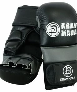 Playwell Krav Maga Official Equipment & Clothing Krav Maga Elite Hybrid MMA Sparring Gloves - 7oz (Black/Grey )