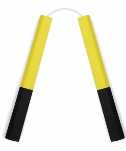 Playwell NR-012b: Octagonal Dense Foam Nunchaku Yellow/Black - 12"