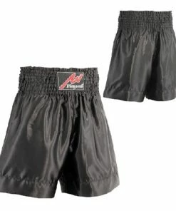 Playwell Plain Black Satin Boxing Training Shorts