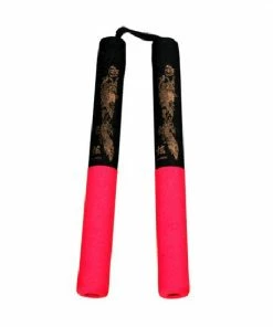 Playwell Nunchucks NR-004: Foam Nunchaku With Cord Red/ Black Dragon