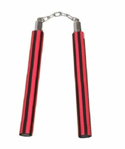 Playwell NR-016A: Foam Nunchaku With Chain Red / Black Stripe - PRE ORDER