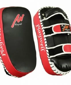 Playwell Thai Kick Pads Deluxe Curved Thai Arm Pad W/ Shock Pads Black/Red: SINGLE