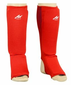 Playwell Elasticated Reversible Shin Instep Pads- Red/Blue