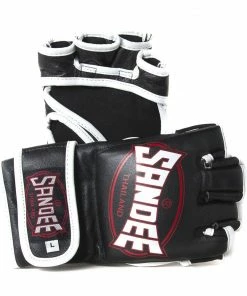 Playwell Sandee MMA Leather Fight Gloves - Black 4oz Mixed Martial Arts And Grappling Gloves