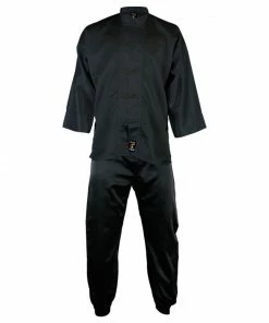Playwell Traditional Kung Fu Uniforms Kung Fu Uniform Satin : All Black