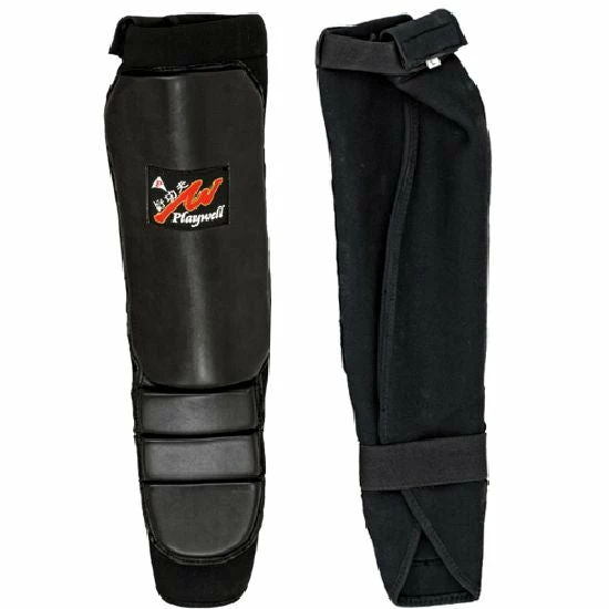 Playwell Pro MMA Leather Grappling Shin Instep Pads - Black - CLEARANCE 1 Playwell Pro MMA Leather Grappling Shin Instep Pads - Black - CLEARANCE