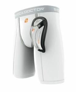 Playwell Shock Doctor Mens White Compression Shorts W/ Cup Mens Groin Guards
