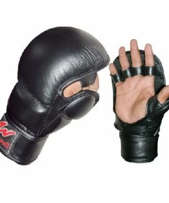 Playwell Mixed Martial Arts And Grappling Gloves MMA Sparring Leather Shooto Glove - 7oz