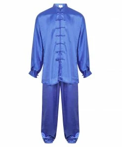 Playwell Tai Chi / Kung Fu Silk Uniform - Blue Tai Chi Uniforms And Suits