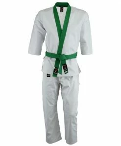 Playwell Tang Soo Do Uniforms And Equipment Tang Soo Do 9oz Uniform - Green Trim