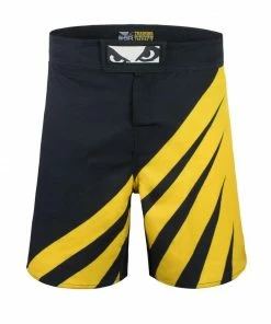 Playwell Bad Boy MMA Clothing Bad Boy MMA Mens Impact Black/Yellow Fight Shorts