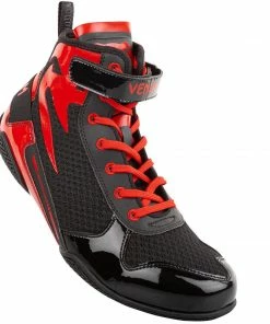 Playwell Venum Elite Low Top Giant Boxing Shoes - Black/ Red Boxing Boots
